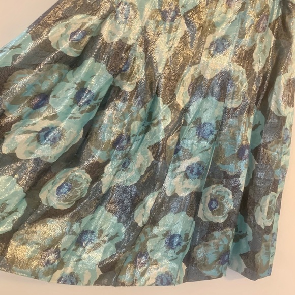 J. Crew Pleated Midi Metallic Floral Skirt - Picture 4 of 7